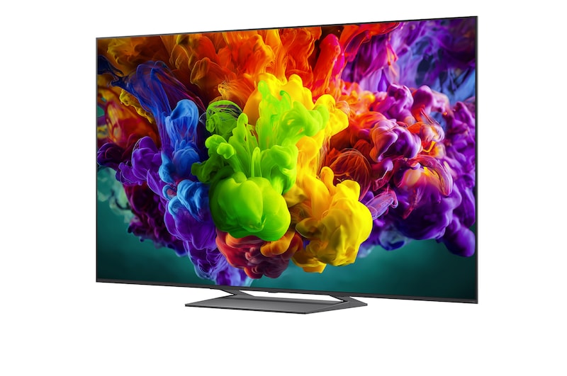 LG QNED evo AI QNED90 Mini LED with Dynamic QNED Color fills the screen with vivid, fluid bursts of multicolored, paint-like motion, delivering lively color expression and 100% color volume for dynamic visuals.